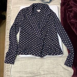 Blue and White Polka Dot Fabric Blazer